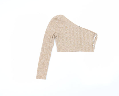 SheIn Womens Brown  Cotton Basic T-Shirt Size L Round Neck