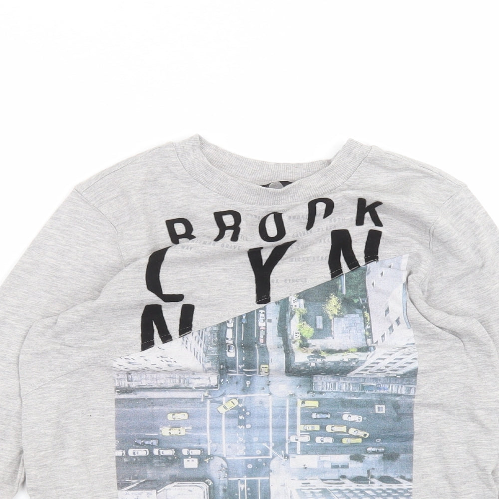 George Boys Grey Round Neck  Cotton Pullover Jumper Size 8-9 Years