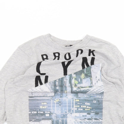 George Boys Grey Round Neck  Cotton Pullover Jumper Size 8-9 Years