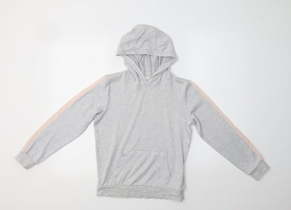 Additional front view of Matalan girls’ grey polyester pullover hoodie, size 10, years
