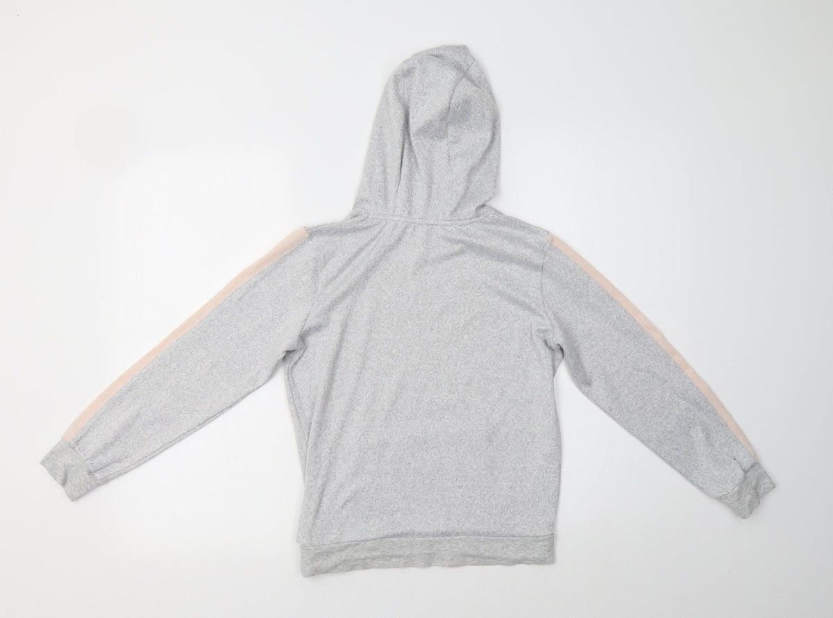 Back view of Matalan girls’ grey polyester pullover hoodie, size 10, years