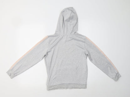 Back view of Matalan girls’ grey polyester pullover hoodie, size 10, years
