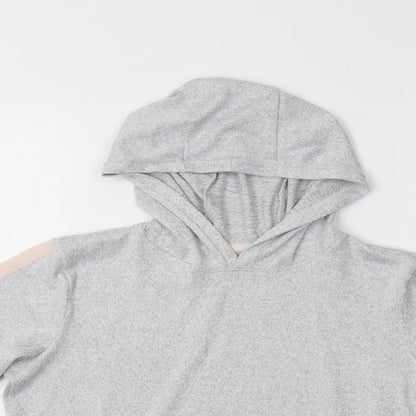 Close-up detail of Matalan girls’ grey polyester pullover hoodie, size 10, years