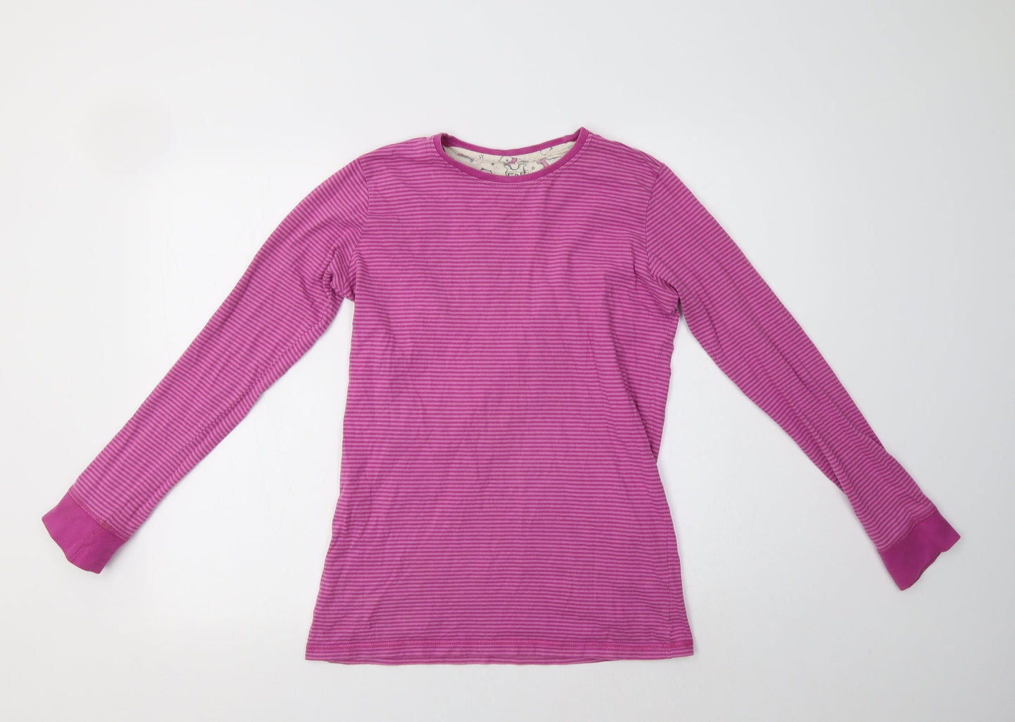 F&F Girls Pink Striped Cotton Top Pyjama Set Size 10-11 Years