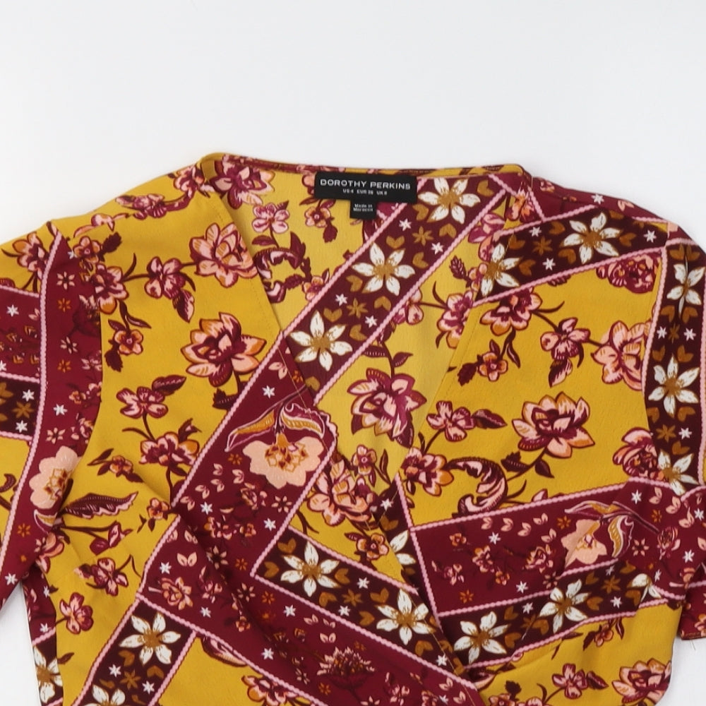 Womens UK Size 8 Dorothy Perkins Yellow Basic Blouse
