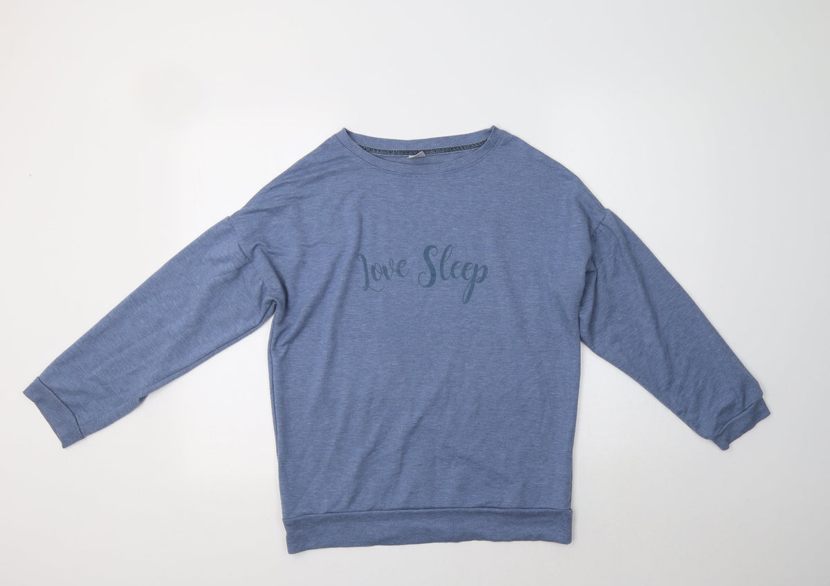 Additional front view of Avenue women’s blue polyester top pyjama top, size S
