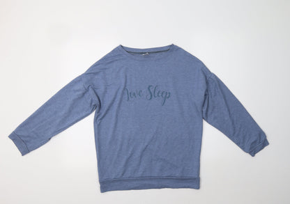 Additional front view of Avenue women’s blue polyester top pyjama top, size S