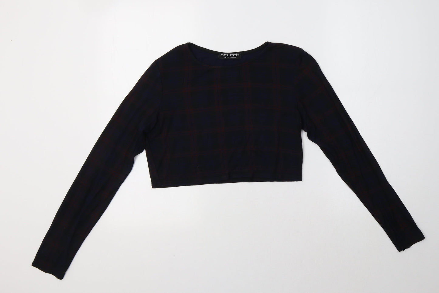Womens UK Size 12 Select Black Cropped T-Shirt
