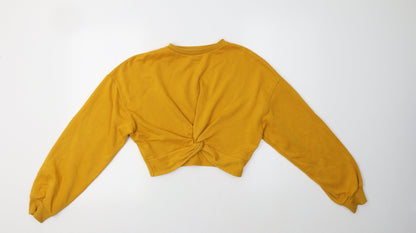 H&M Womens Yellow  Cotton Pullover Sweatshirt Size XS