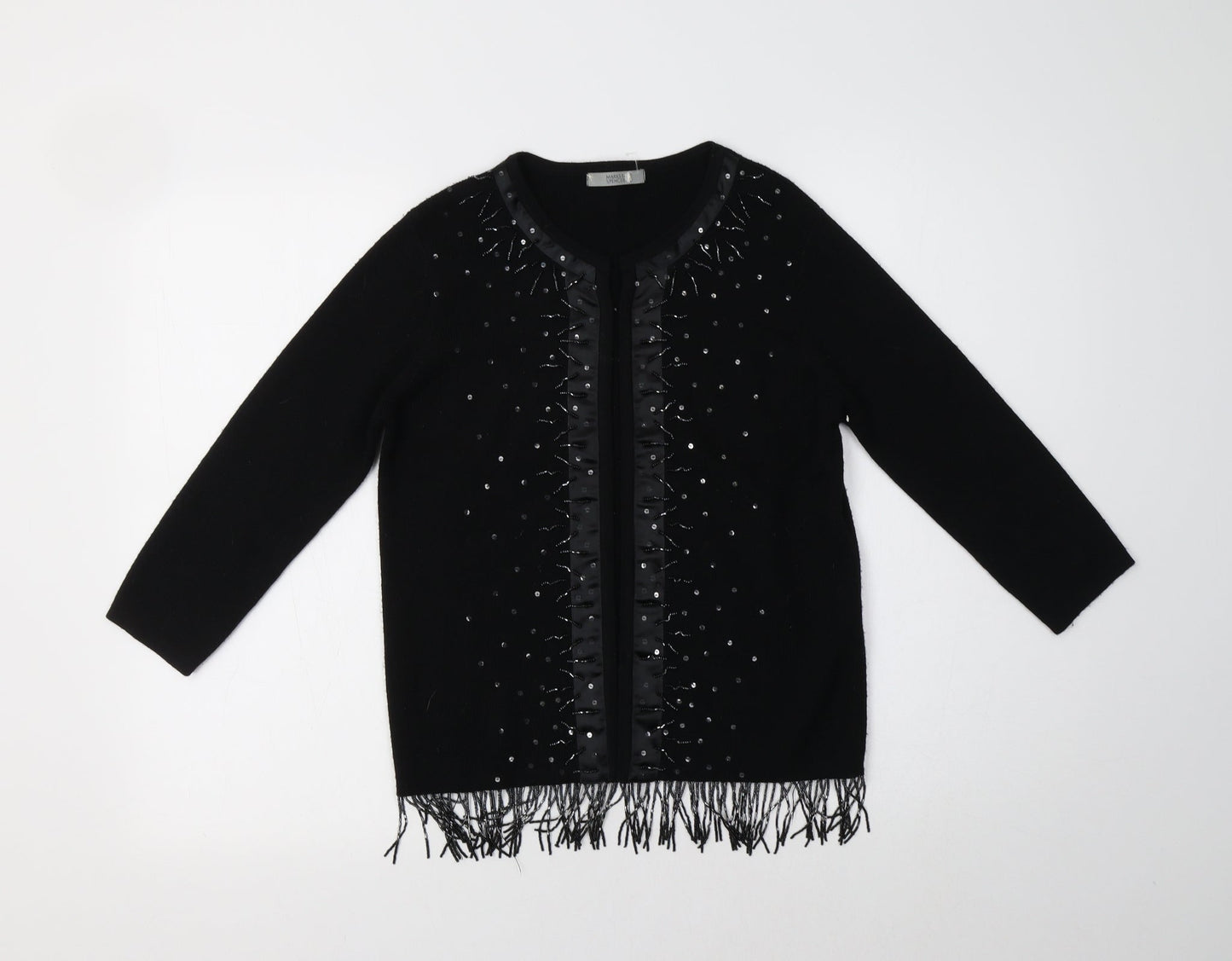 Womens UK Size 10 M&S Black Cardigan Jumper