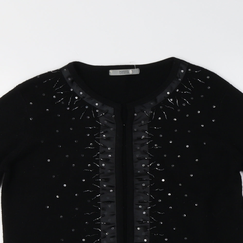 Womens UK Size 10 M&S Black Cardigan Jumper