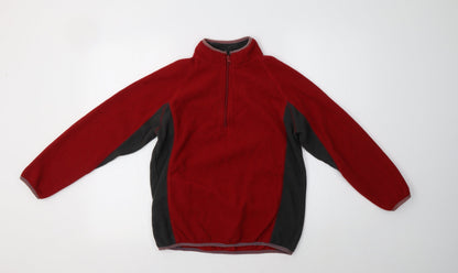 Tiso Womens Red Colourblock Polyester Henley Sweatshirt Size XS