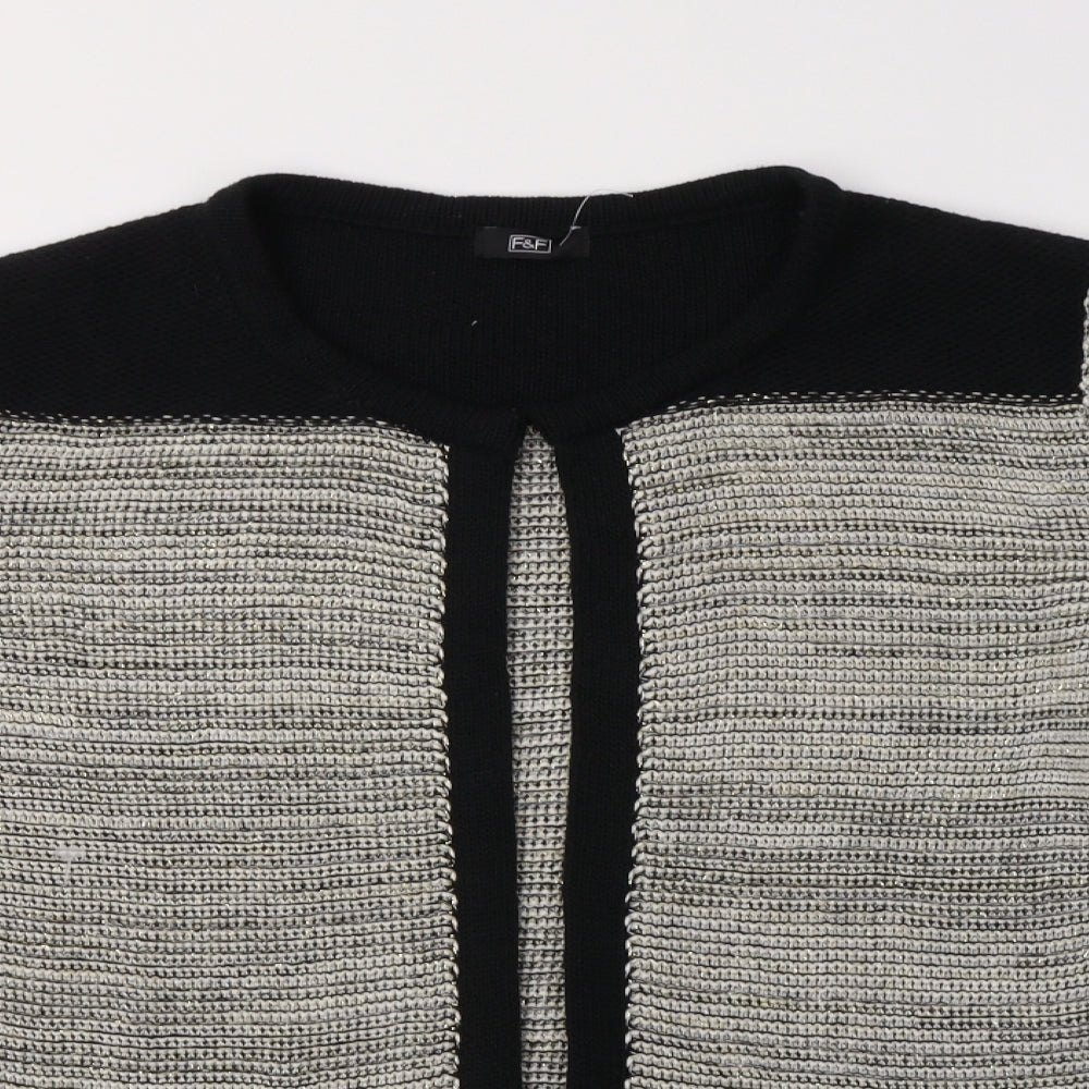 F&F Womens Grey Crew Neck  Acrylic Cardigan Jumper Size 14