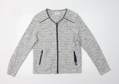 Linea Womens Blue Geometric  Jacket Blazer Size 14