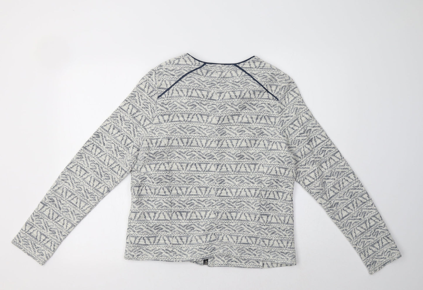 Linea Womens Blue Geometric  Jacket Blazer Size 14