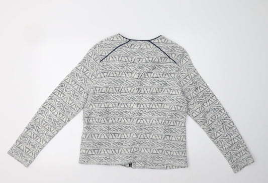 Linea Womens Blue Geometric  Jacket Blazer Size 14