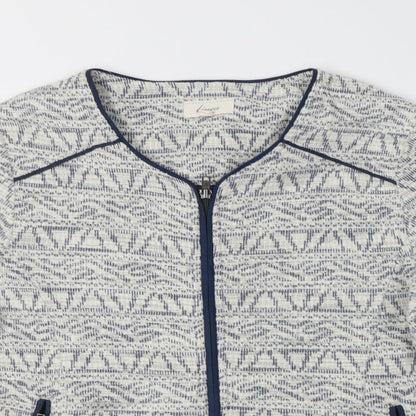 Linea Womens Blue Geometric  Jacket Blazer Size 14