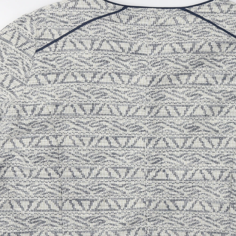 Linea Womens Blue Geometric  Jacket Blazer Size 14