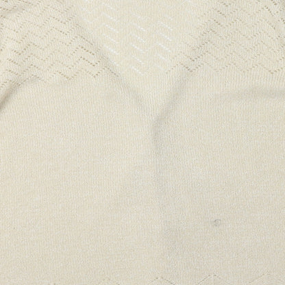 BM Womens Beige V-Neck  Acrylic Cardigan Jumper Size M