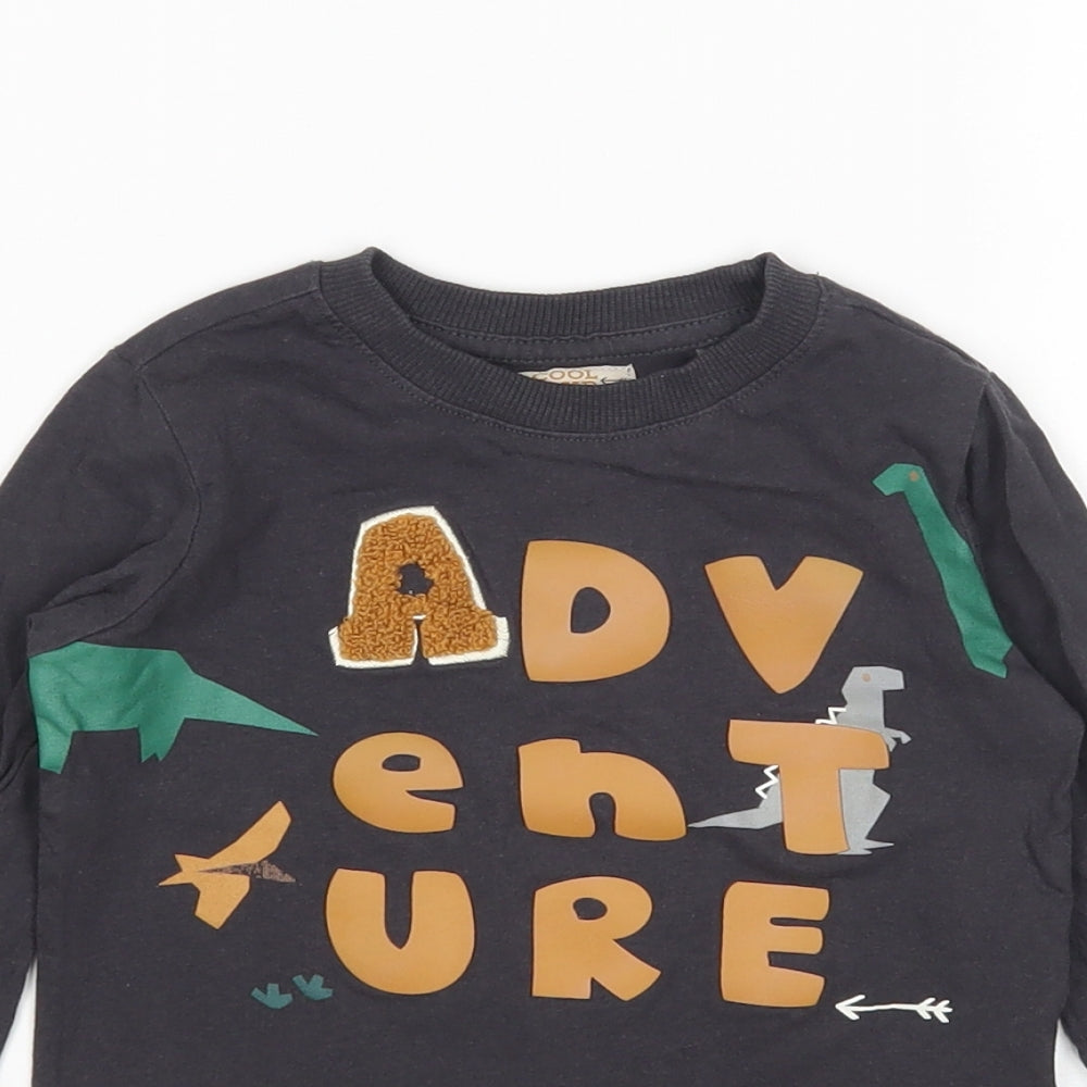 CoolClub Boys Grey  Cotton Basic T-Shirt Size 2 Years Round Neck