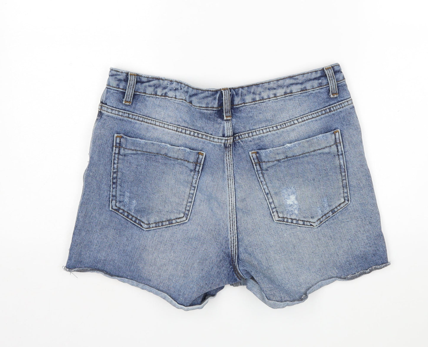 Topshop Womens Blue  Cotton Cut-Off Shorts Size 28 in L3 in Regular