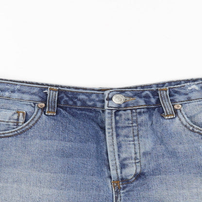 Topshop Womens Blue  Cotton Cut-Off Shorts Size 28 in L3 in Regular