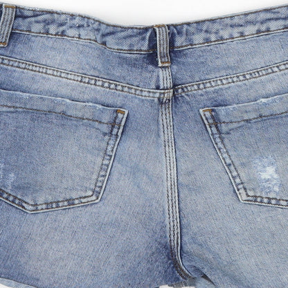 Topshop Womens Blue  Cotton Cut-Off Shorts Size 28 in L3 in Regular