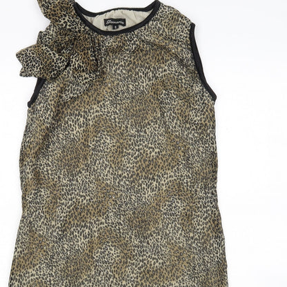 Glamorous Womens Multicoloured Animal Print Polyester Basic Blouse Size 8 Round Neck