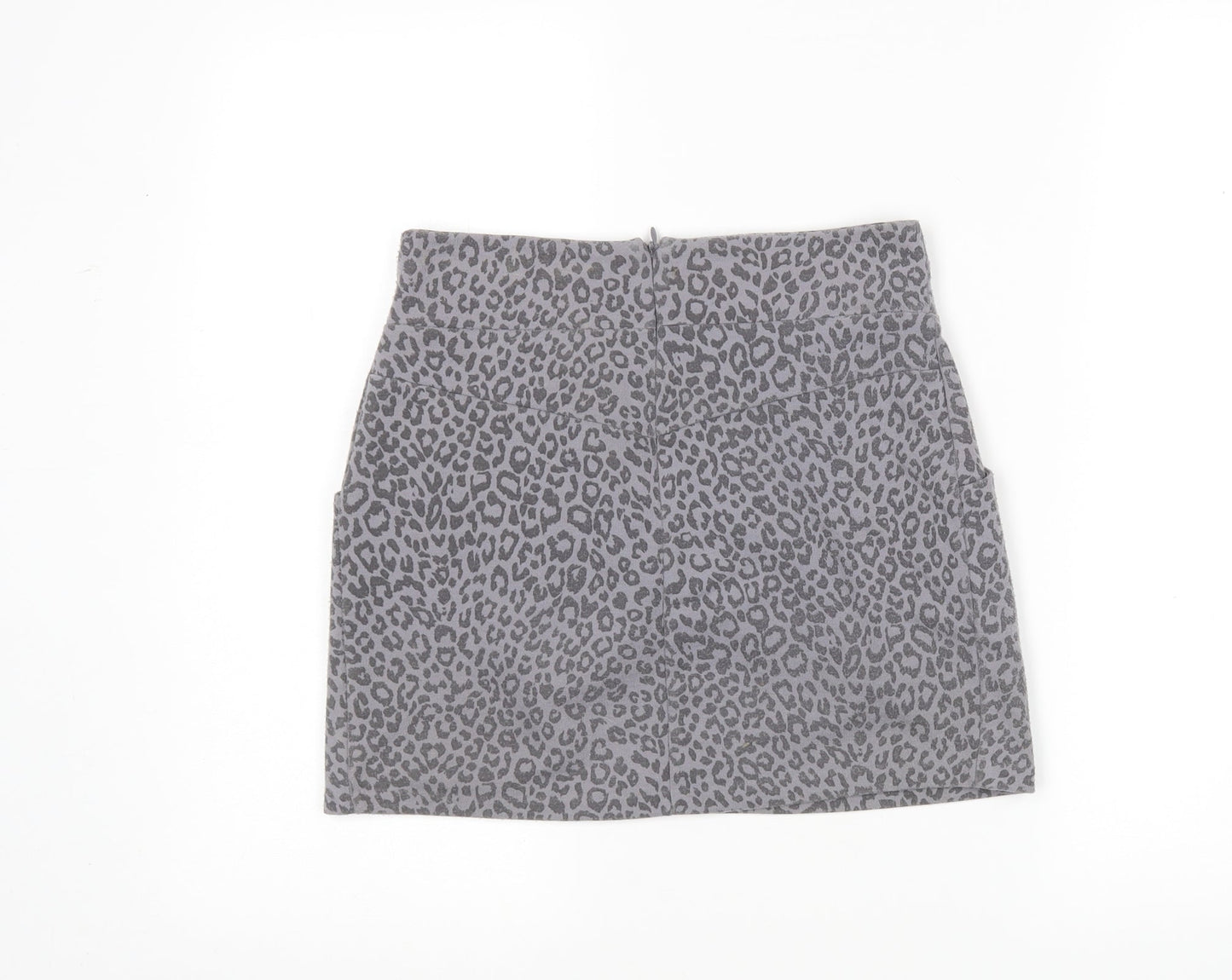Miss Selfridge Womens Grey Animal Print Polyester Mini Skirt Size 6