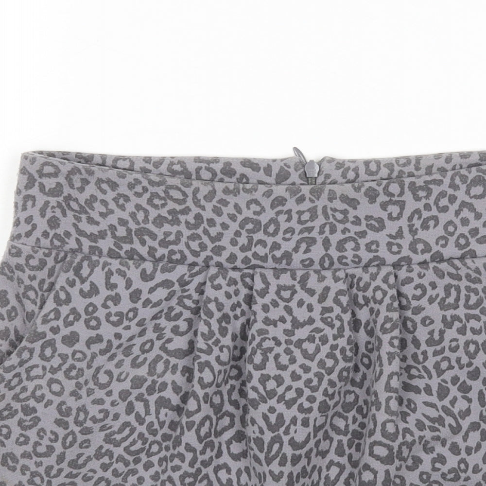 Miss Selfridge Womens Grey Animal Print Polyester Mini Skirt Size 6