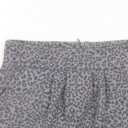 Miss Selfridge Womens Grey Animal Print Polyester Mini Skirt Size 6