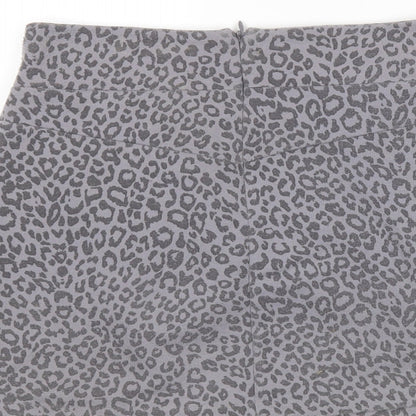 Miss Selfridge Womens Grey Animal Print Polyester Mini Skirt Size 6