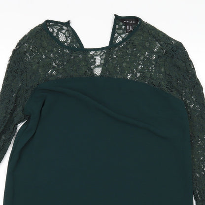 New Look Womens Green Floral Polyester Sheath  Size 12  Round Neck
