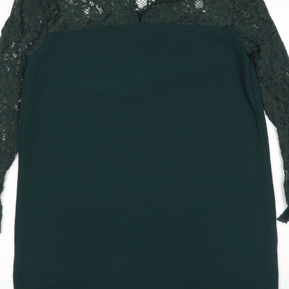 New Look Womens Green Floral Polyester Sheath  Size 12  Round Neck