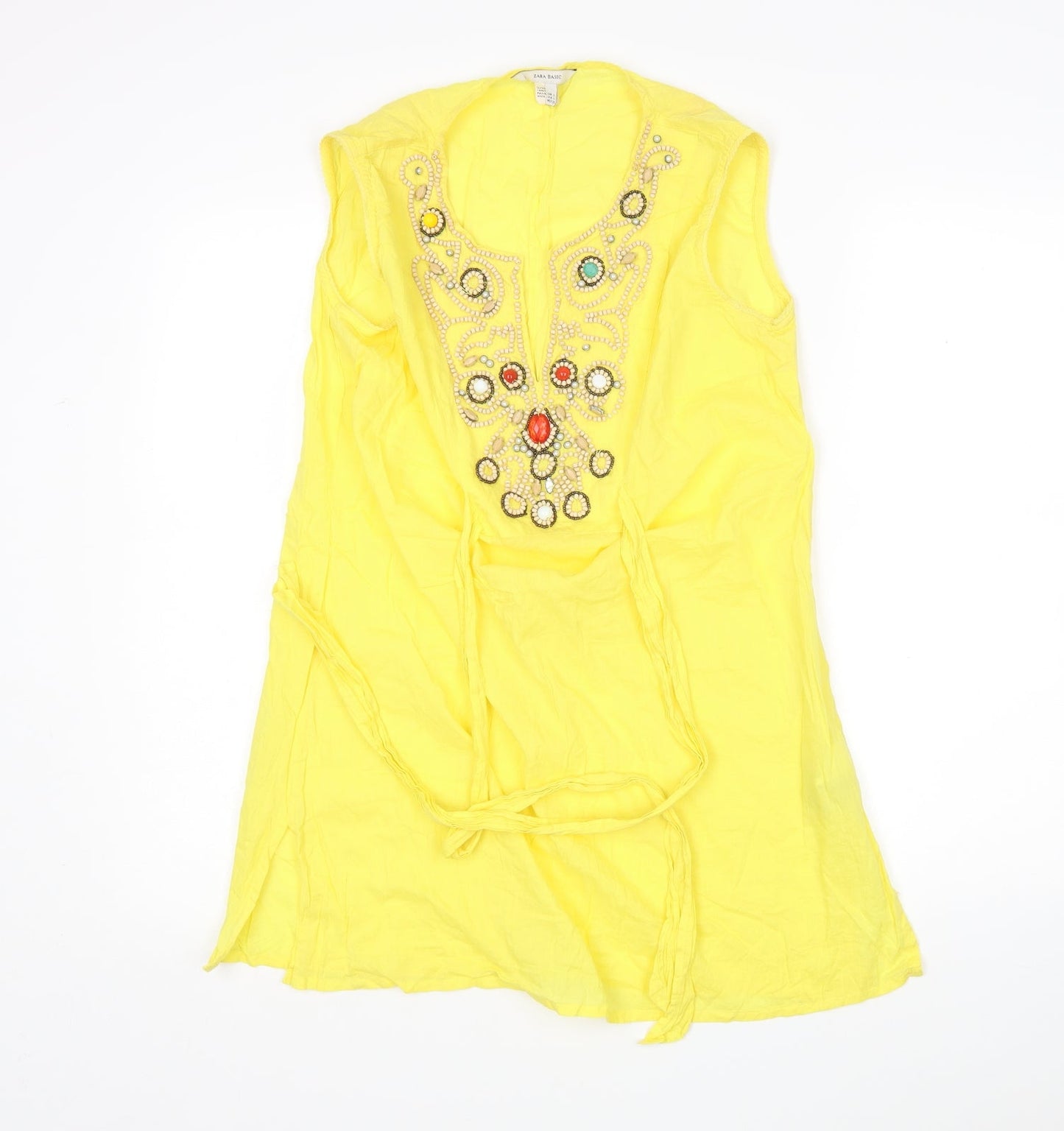 Womens UK Size L Zara Yellow Basic Blouse