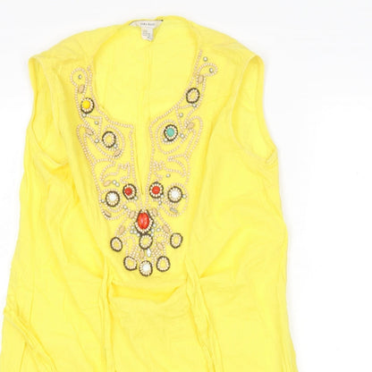 Womens UK Size L Zara Yellow Basic Blouse