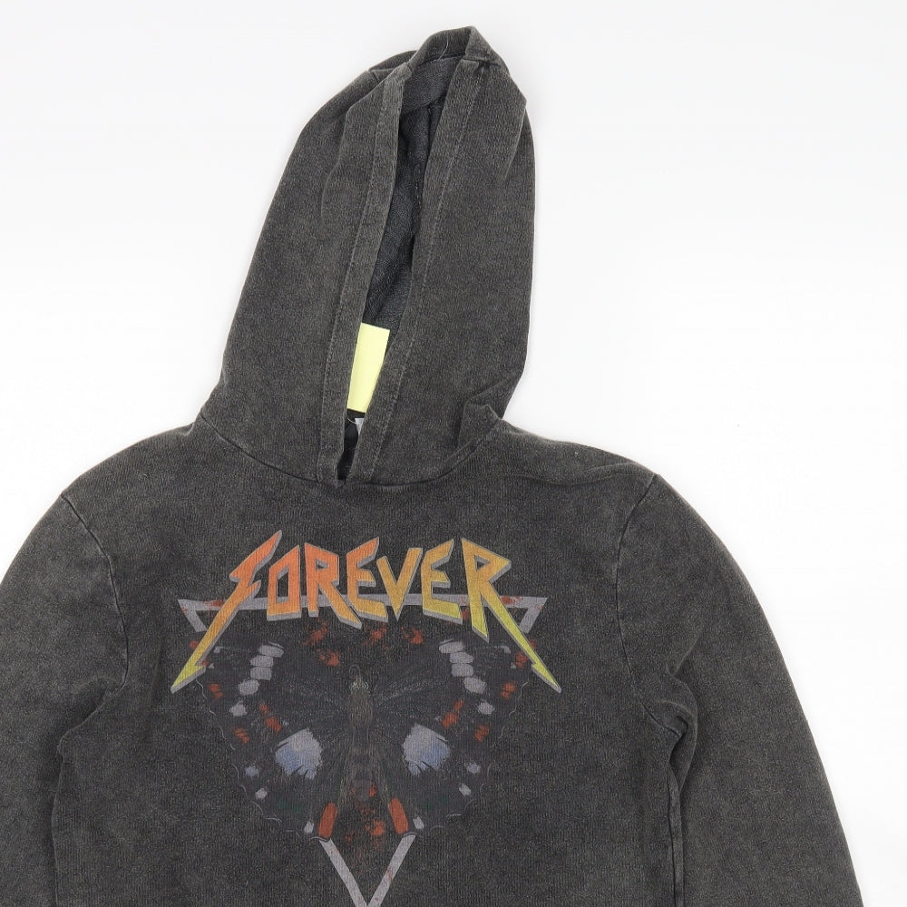 M&Co Girls Grey  Cotton Pullover Hoodie Size 14 Years