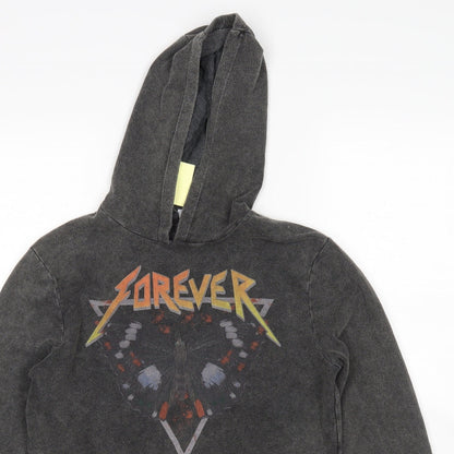 M&Co Girls Grey  Cotton Pullover Hoodie Size 14 Years