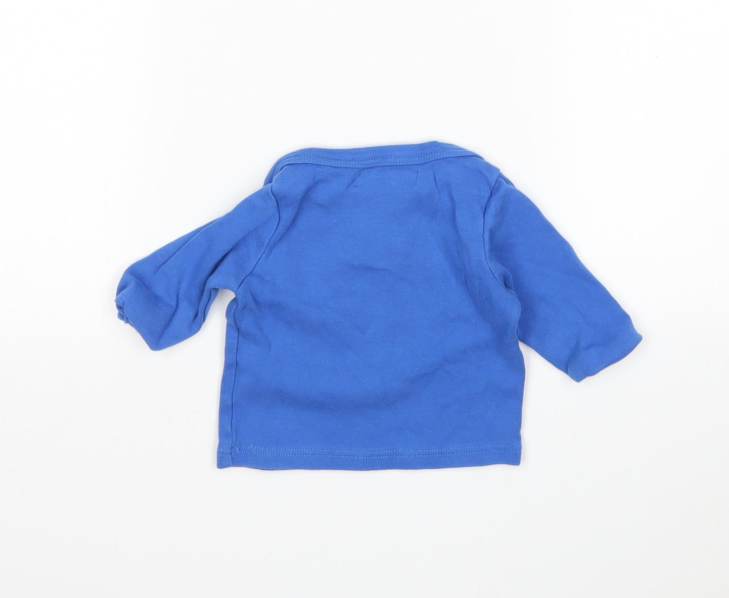 Bob & Blossom Boys Blue  Cotton Basic T-Shirt Size 6-9 Months Round Neck