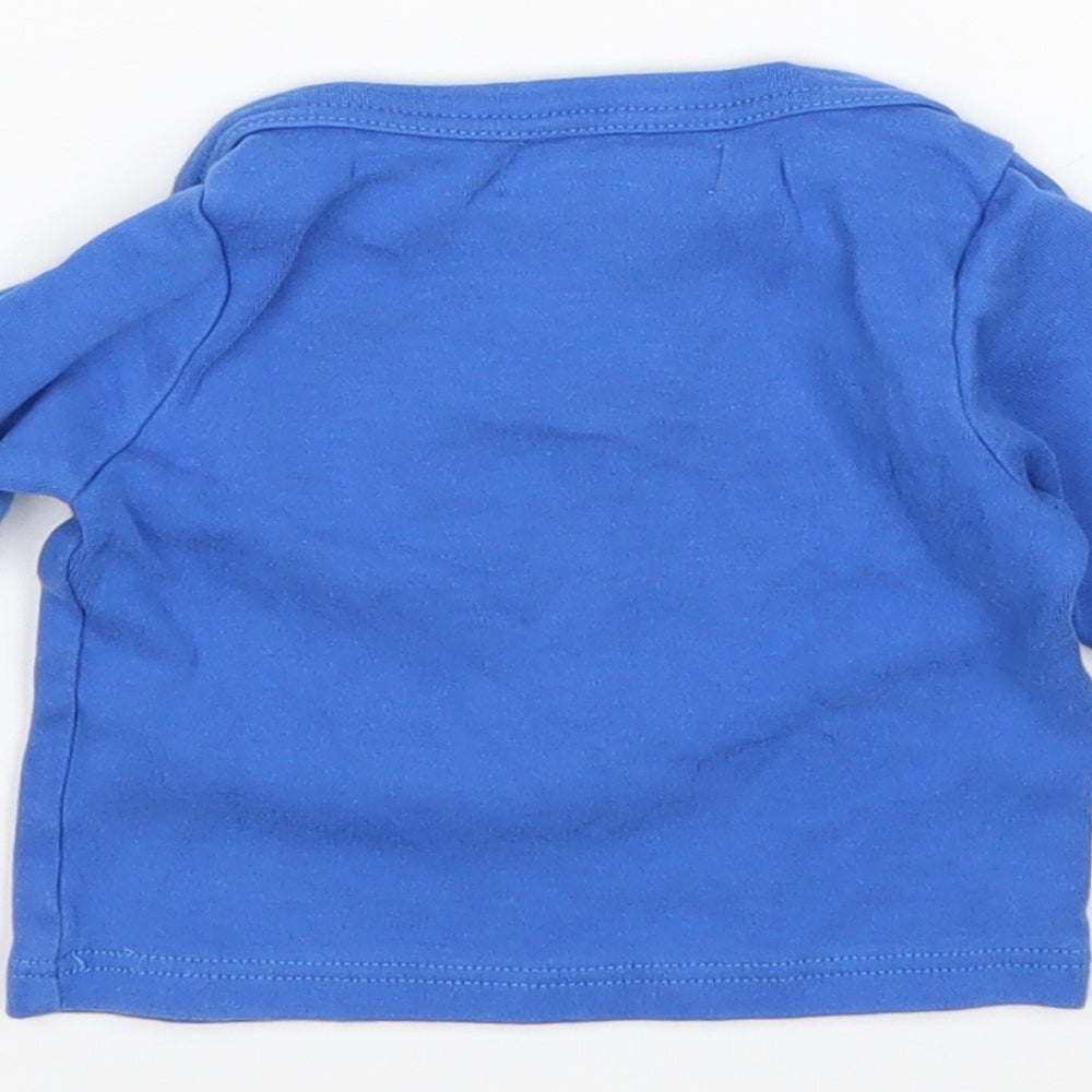 Bob & Blossom Boys Blue  Cotton Basic T-Shirt Size 6-9 Months Round Neck
