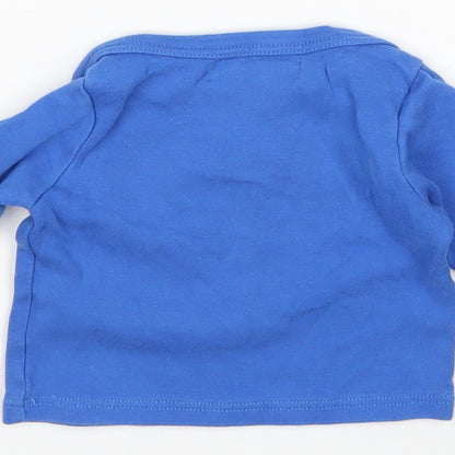 Bob & Blossom Boys Blue  Cotton Basic T-Shirt Size 6-9 Months Round Neck