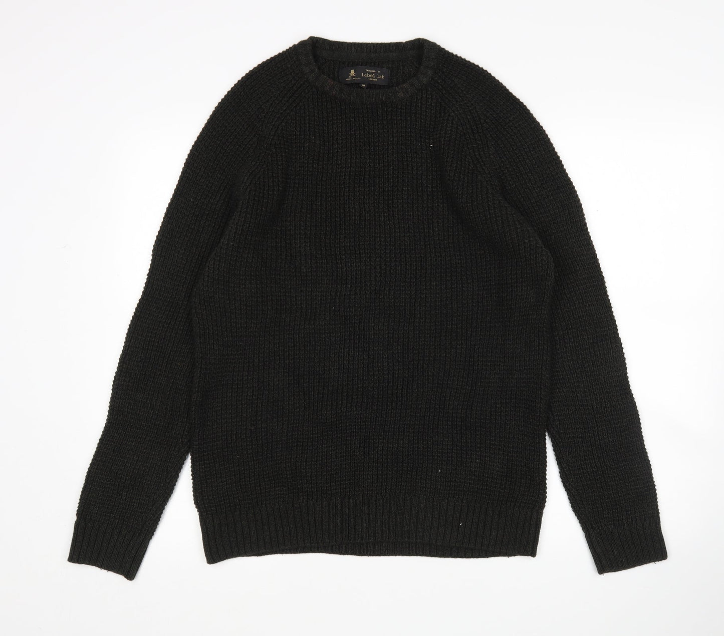 Label Lab Mens Green Round Neck  Cotton Pullover Jumper Size M