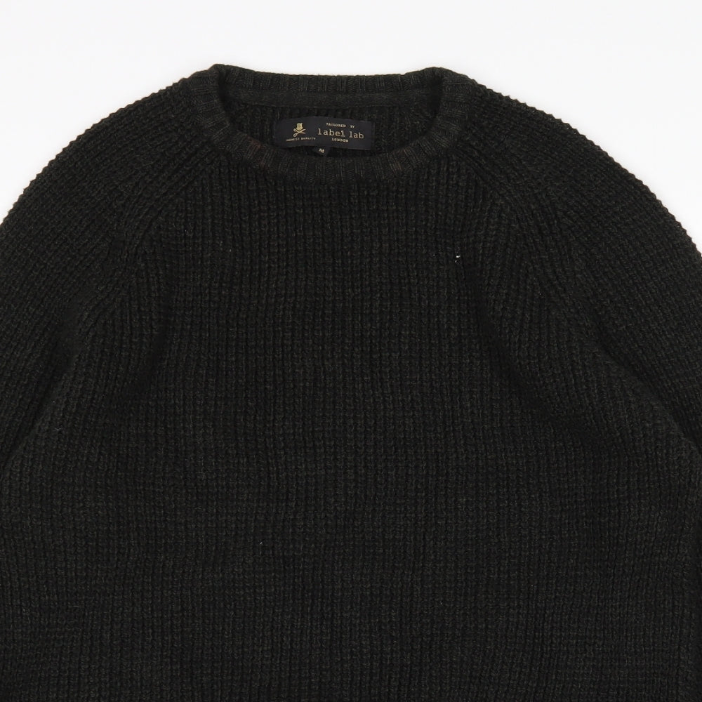 Label Lab Mens Green Round Neck  Cotton Pullover Jumper Size M