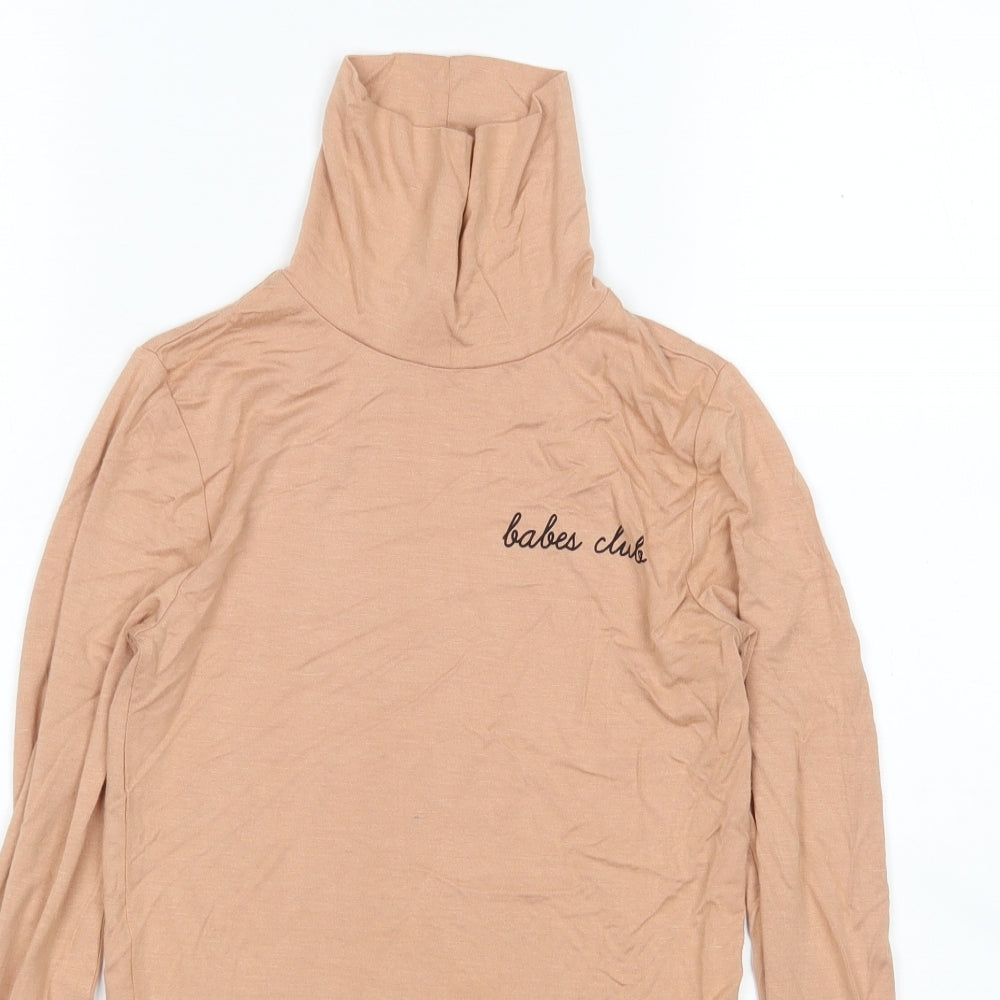 FOREVER 21 Womens Beige   Basic T-Shirt Size S Roll Neck