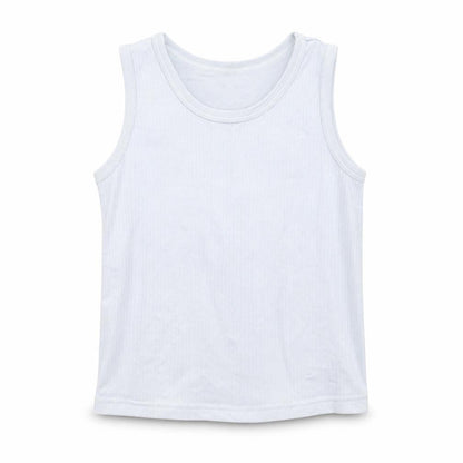 Front view of George boys’ grey cotton basic tank, size 5-6, years round neck - pale grey/blue