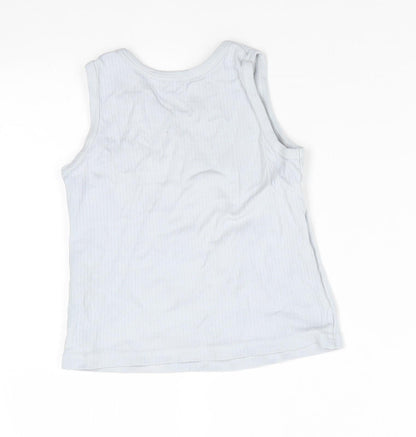 George Boys Grey  Cotton Basic Tank Size 5-6 Years Round Neck  - Pale Grey/Blue