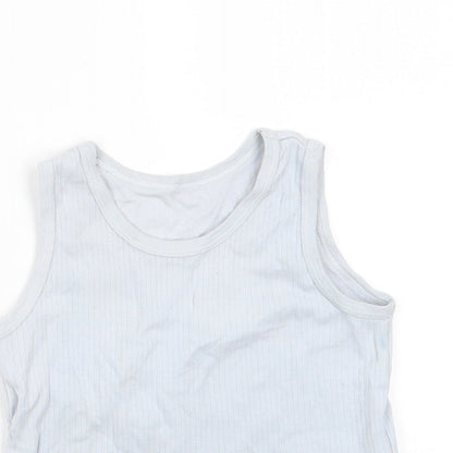 George Boys Grey  Cotton Basic Tank Size 5-6 Years Round Neck  - Pale Grey/Blue