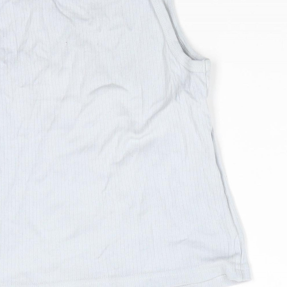 George Boys Grey  Cotton Basic Tank Size 5-6 Years Round Neck  - Pale Grey/Blue
