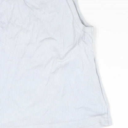 George Boys Grey  Cotton Basic Tank Size 5-6 Years Round Neck  - Pale Grey/Blue