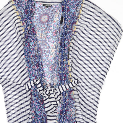 Warehouse Womens Blue Geometric Polyester Wrap Dress  Size M  V-Neck  - Beach Wrap